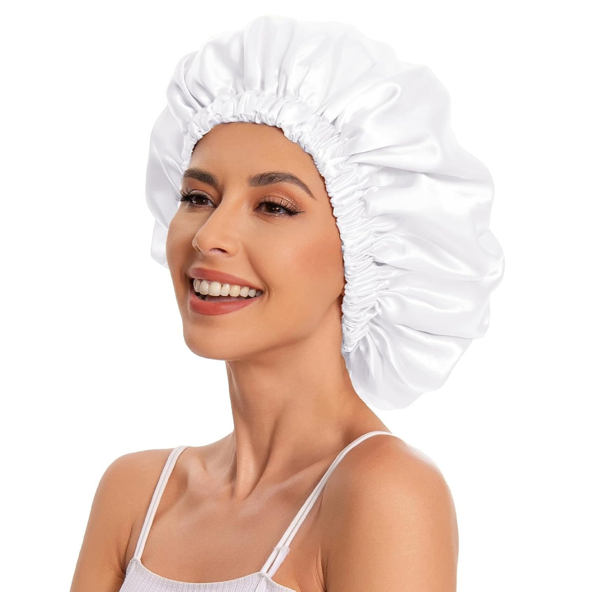Satin Bonnet for Sleeping Silky Bonnet Cap Large Double Layer Reversible Adjustable Sleep Bonnet