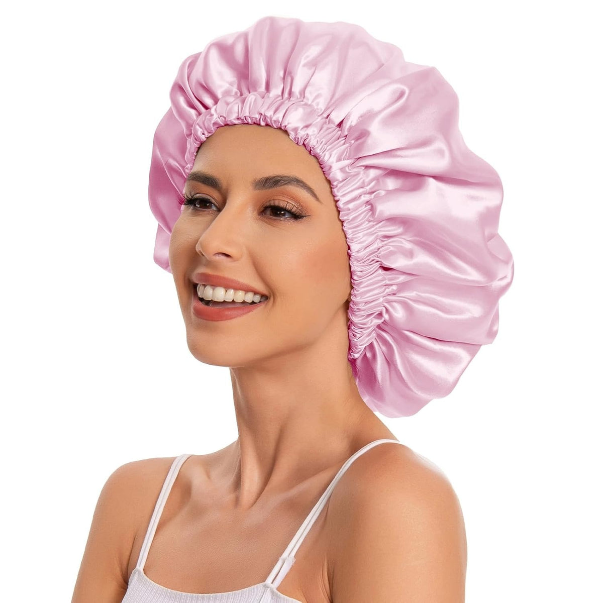 Satin Bonnet for Sleeping Silky Bonnet Cap Large Double Layer Reversible Adjustable Sleep Bonnet