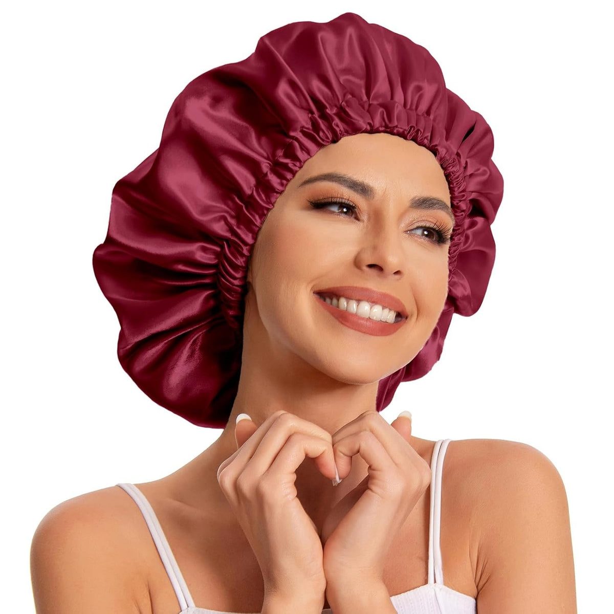 Satin Bonnet for Sleeping Silky Bonnet Cap Large Double Layer Reversible Adjustable Sleep Bonnet