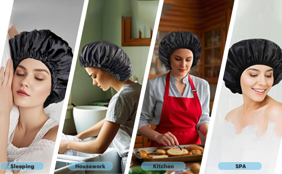 Satin Bonnet for Sleeping Silky Bonnet Cap Large Double Layer Reversible Adjustable Sleep Bonnet